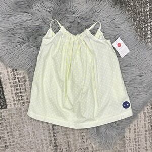 Smiling Button Girls Neon Yellow Dots On Cream Beachie Top Size 5Y **Read
